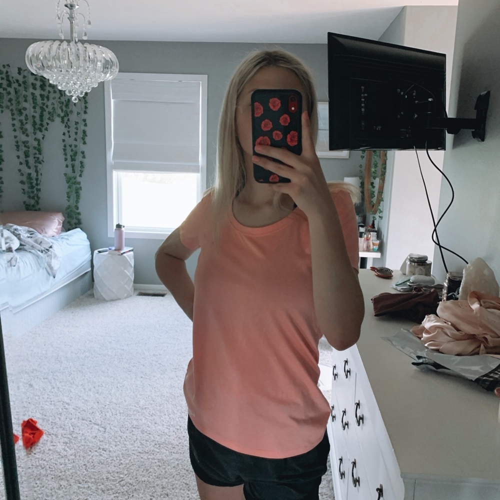 melon colored Nike Dri fit tee